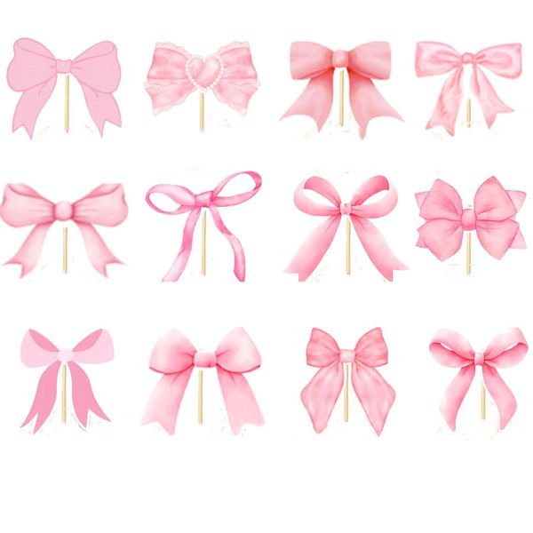 24-Piece Set Bow Cupcake Toppers