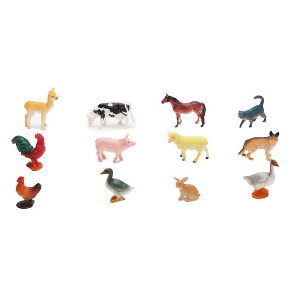12 Pieces Mini Farm Animals Toy Set - Kids Imaginative Play