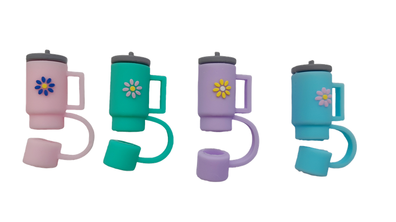 Mini Tumbler Straw Covers :4 Piece Reusable Silicone Straw Covers