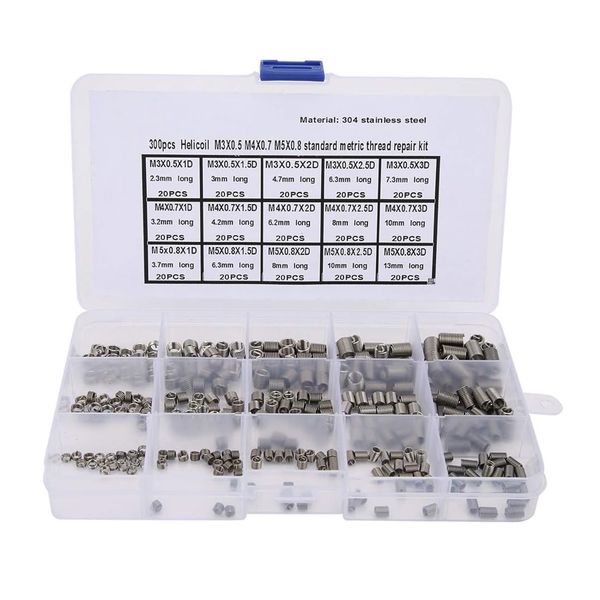 Tool DIY Stainless Steel Thread Insert Assortment Kit set fo 200 (M3 - M12)