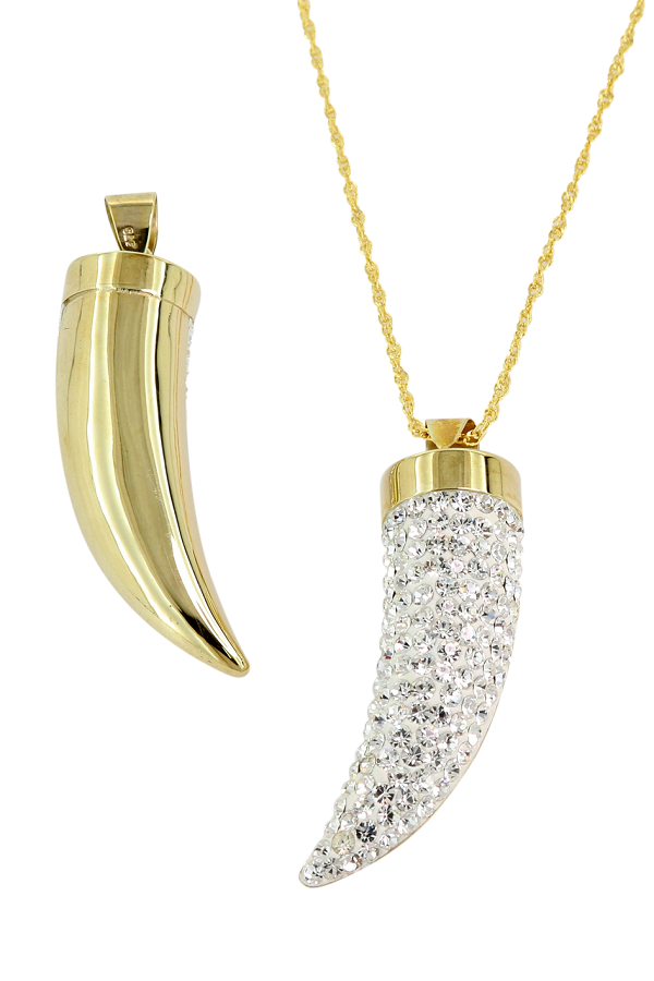Art Jewellers 9ct/925 Gold Fusion Crystal Horn Pendant with Chain