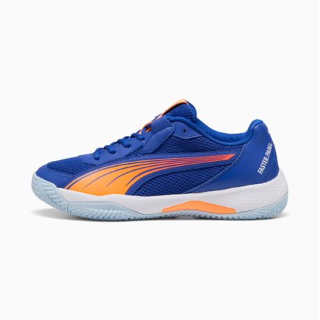 Puma Unisex Nova Court Racket Sport Shoes - Vivid Blue/Heat Fire/White Image