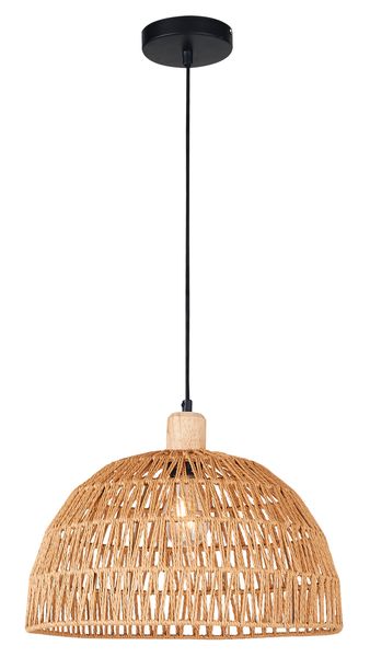 Bright Star Lighting PEN957 Woven Rope Pendant with Wood Detail