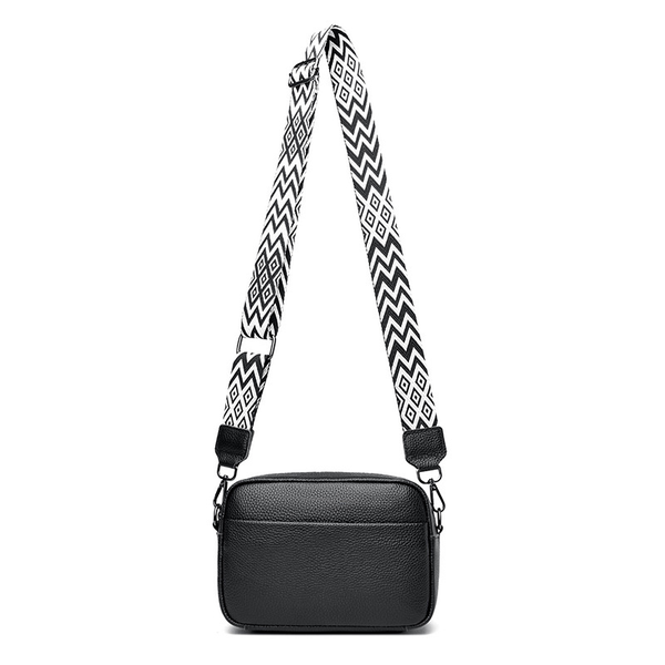 21cm Leather Crossbody Bag Vintage Wide Strap Square Bag, for Women