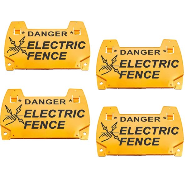 Tool DIY Electric Fence Danger Warning Sign Set Of 4 ( 20cm )