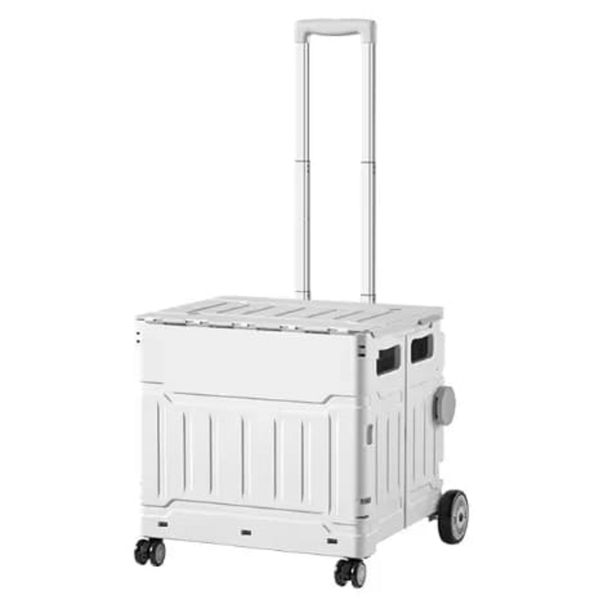 Foldable Shopping Grocery Cart Storage Case Plastic Trolley With Wheels
