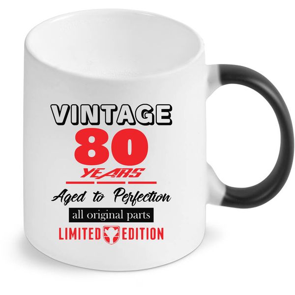 Vintage 80 Aged To Perfection 80th Birthday Colour Changing Coffee Mug