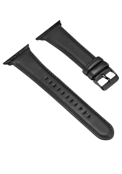 All Black Leather Strap for Apple Watch 42 / 44 / 45 mm