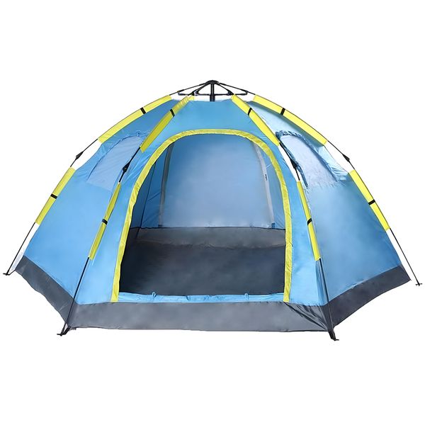 Camping Tent 5-6 Person Hexagonal Dome Tent Fast Frame Waterproof 2 Doors