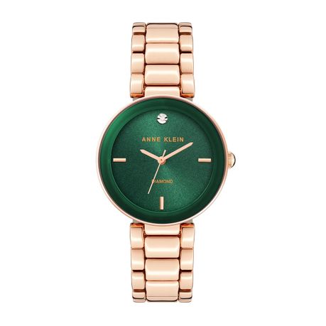 Anne Klein Women s Dress Watch Stainless Steel Green Rose Gold