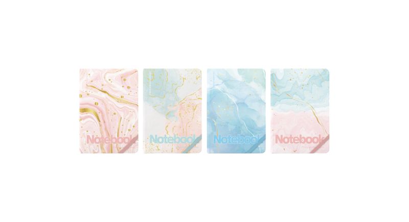 4 Piece Set Mixed Colour Paint Hardcover Notebook - 14.5×10.5cm (144 Pages)
