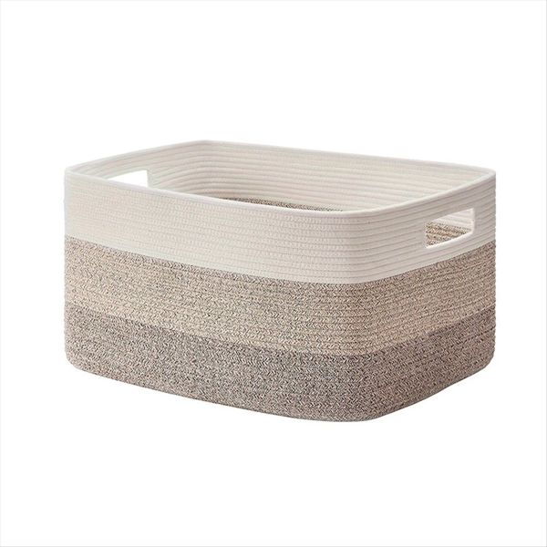 Extra Large Woven Storage Basket,Cotton Rope Basket- Gradient Brown