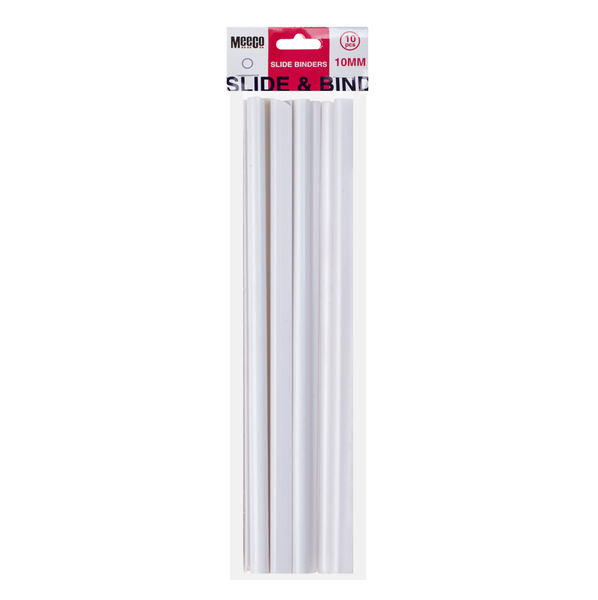 Meeco Slide Binders, 10mm, White, 10pcs/Pack 2 Packs - 20 Binders