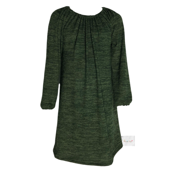 Baby/Toddler/Kids-Peasant Dress-Knee Length/Long Sleeve-Melange Olive