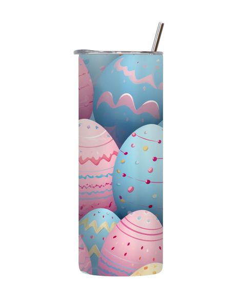Pink 20 Oz Tumbler with Lid Straw Trendy Easter Graphic Design Present 089