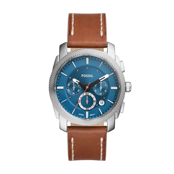 Fossil Machine Mens Brown Leather Watch-FS6059