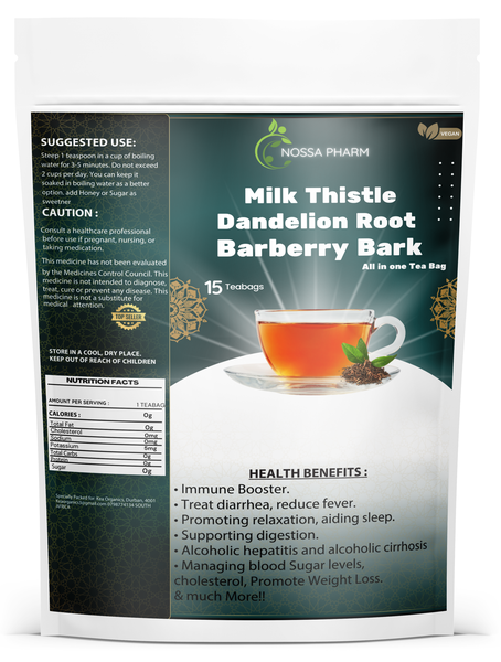 Nossa Pharm - Milk Thistle, Dandelion Root &amp; Barberry Bark - 15 Tea Bags