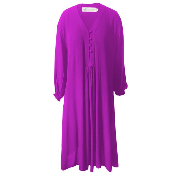 Nucleus Smock Kaftan Boho Dress in Cerise