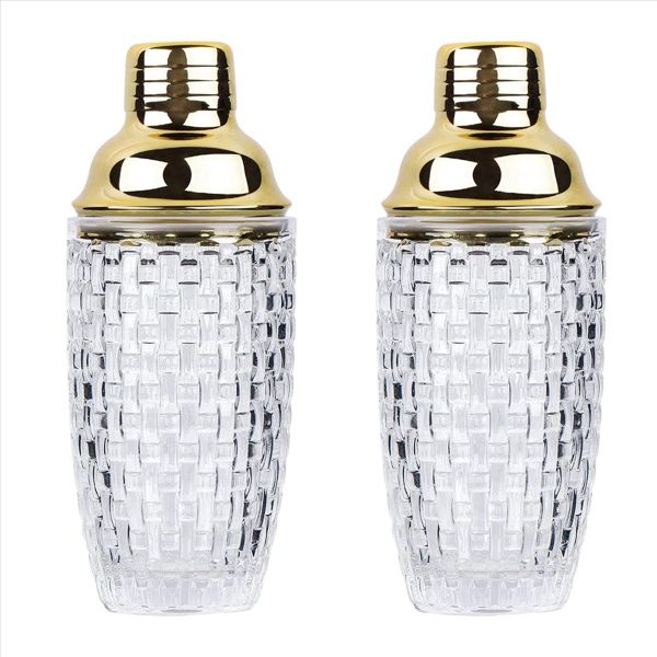 13Oz Glass Cocktail Shaker Set - Glass Shaker Gold