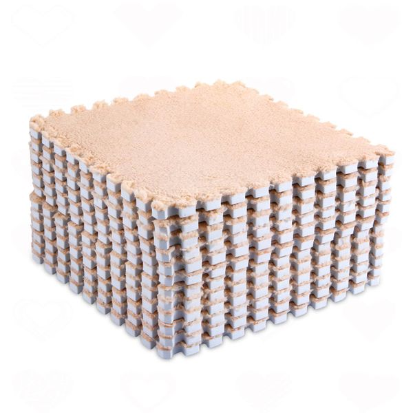 16 Pcs Fluffy Shaggy EVA Foam Floor Mats Soft Interlocking Carpet Area