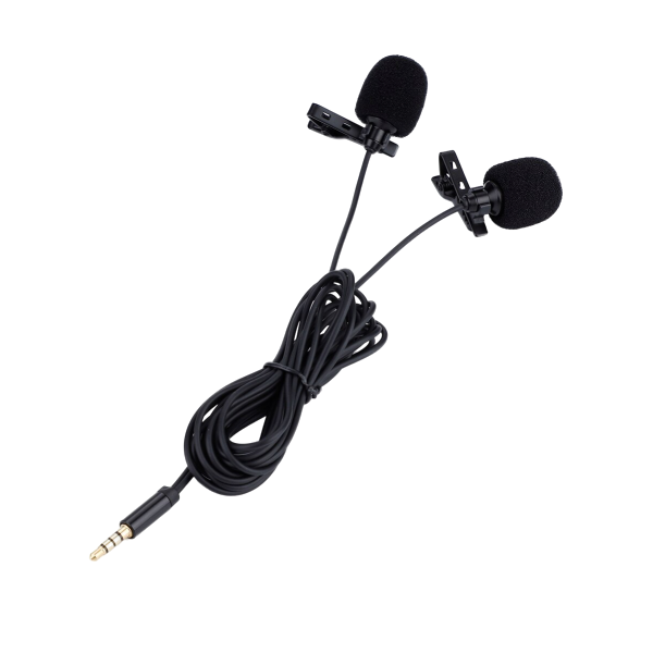 3.5mm Lapel Tie Clip Dual-Head Microphone for phones and PC