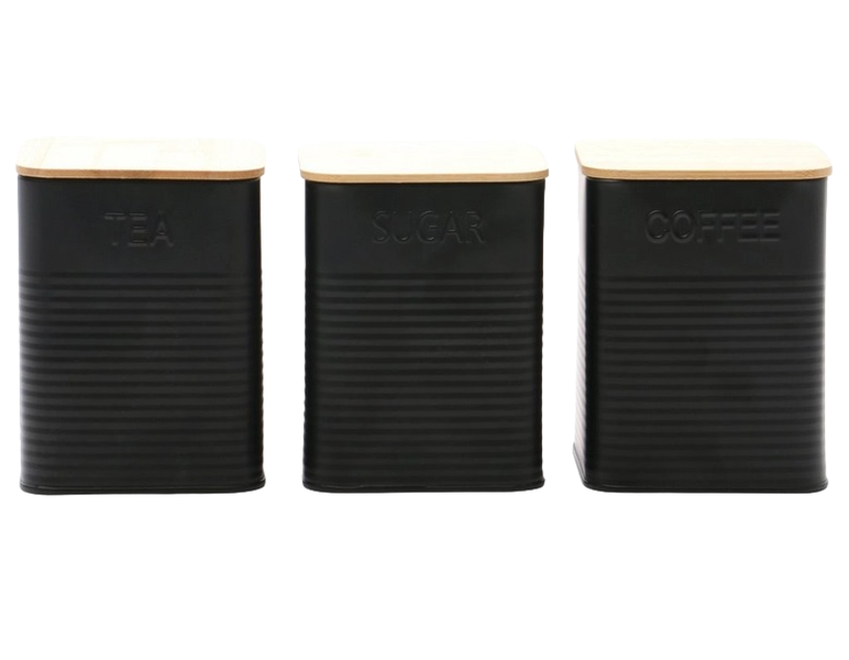 Eadred Metal and Wood 3 Pack Canisters