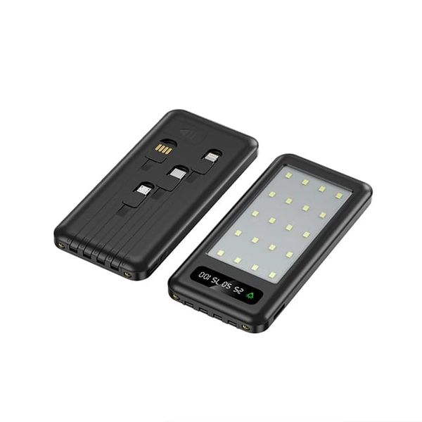 Power Bank With Camping Light &amp; Detachable Cables 12000mAh