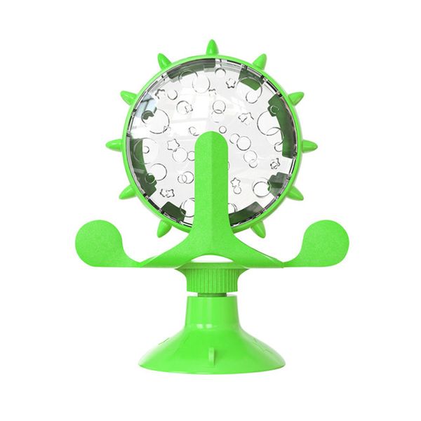 Cat Treat Dispensing Rotatable Windmill Toy with Suction Cup