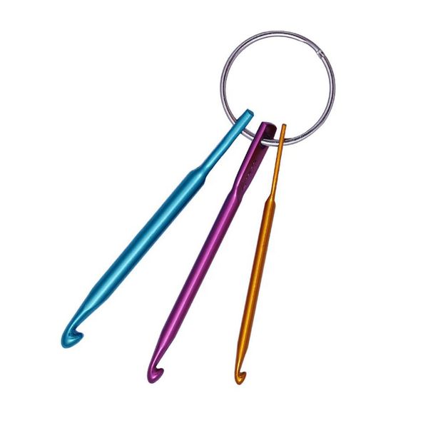 3-Piece Coloured Aluminium Crochet Needle Hook Set - Compact