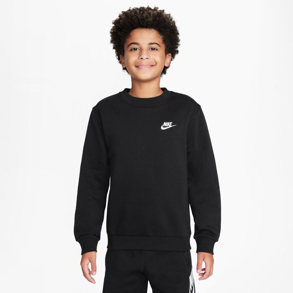 Nike Big Kids' Sportswear Club Fleece Sweatshirt - Black/White