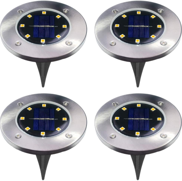 Set Of 4 Solar Powered Inground Lights
