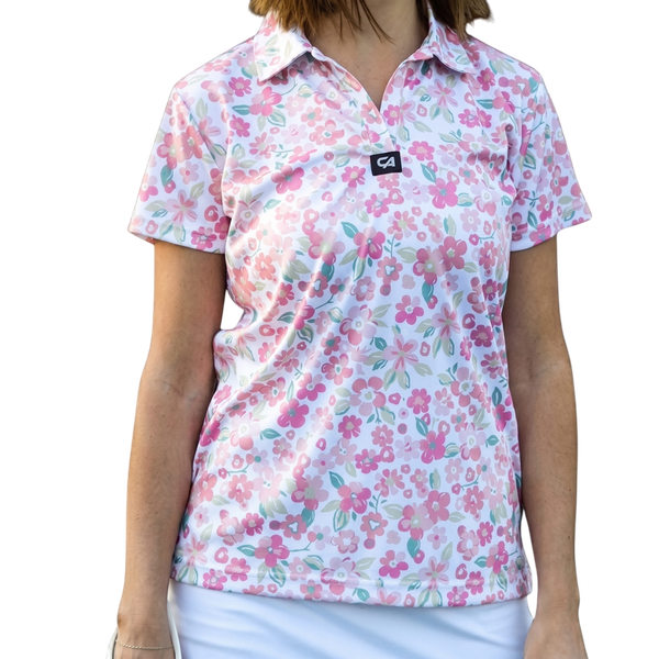 CA Ladies V-Neck Padel Shirt - Fairway Bloom