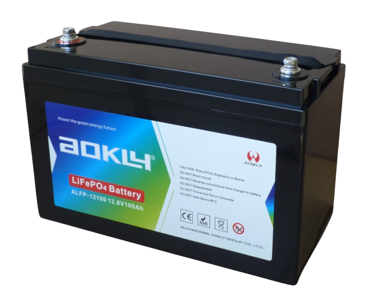 Aokly 12.8V 100Ah Lithium Battery LiFePO4 1280Wh