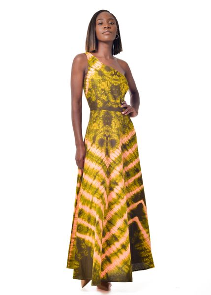 Naturelle - One Shoulder Dress Batique Salmon
