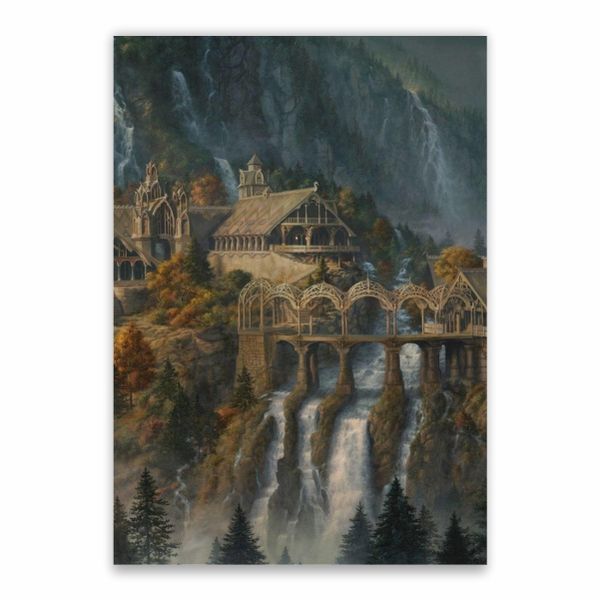 Rivendell Painting And Waterfalls Poster - A1