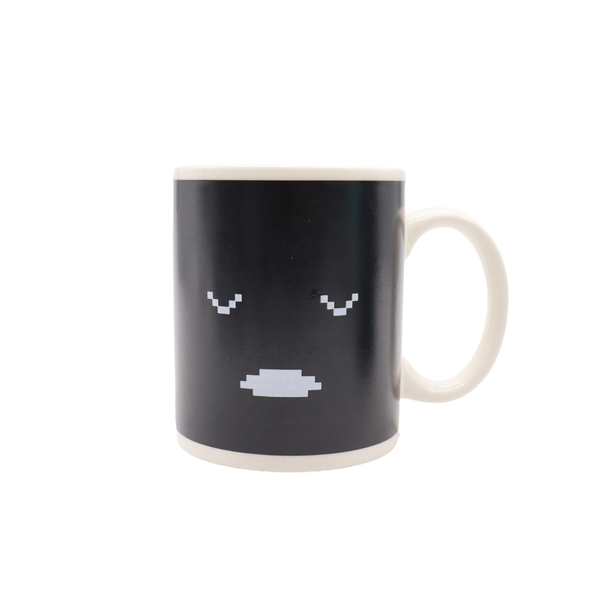 Color Changing Ceramic mug, Heat Sensitive "Sleepy Face Black To Awake