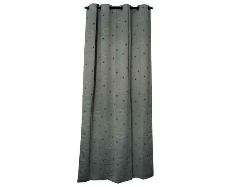 Atmosphera Eyelet Children Grey Glow in the Dark Curtain - 140x250cm