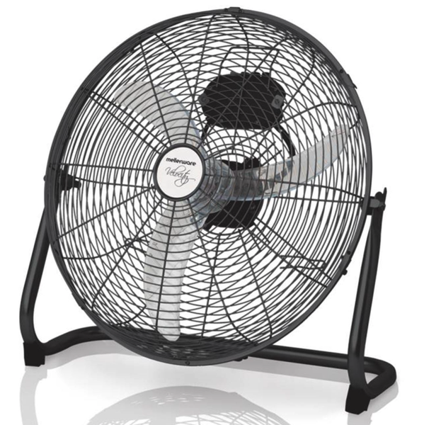 Mellerware Fan 3 Speed Floor Fan Steel Black 40cm 35W "Velocity 16
