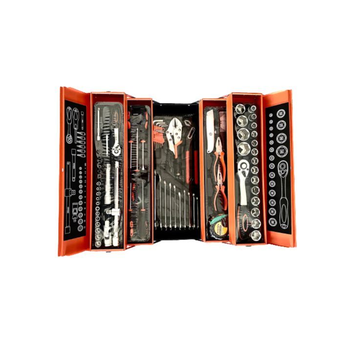 85-Piece Tool Set with Metal Box, Pieces 1/2 and 1/4