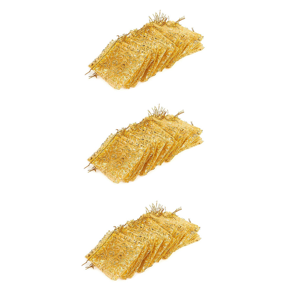 100Pcs 10X15Cm Eyelash Printed Gold Organza Bags Jewelry Pouch Bags