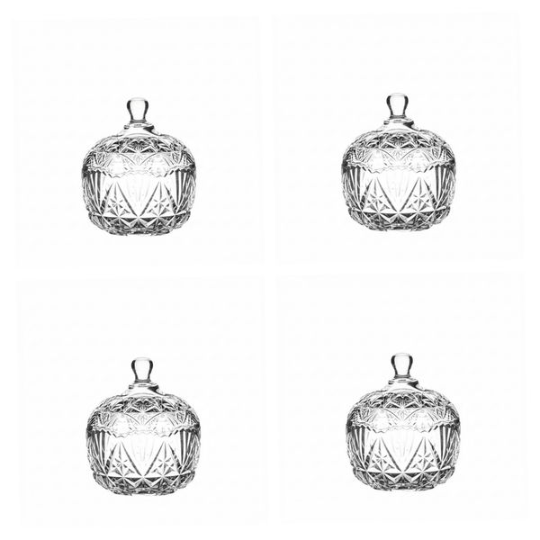 4 Pack- Gradient Glass Storage Jar With Lid - Transparent