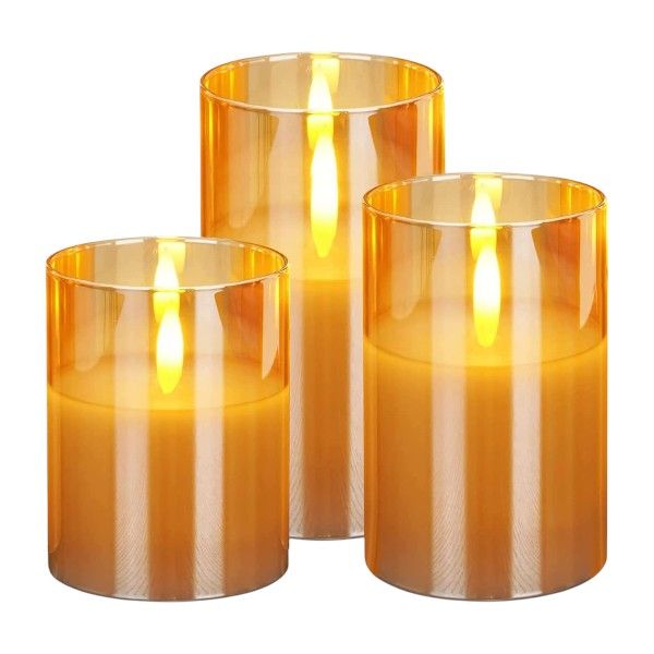 Transparent LED Wishing Candle Set With Warm Lighting - White - Set of 3