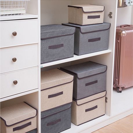 lukzer Set of 4 Foldable Storage Box Organizers for Wardrobe