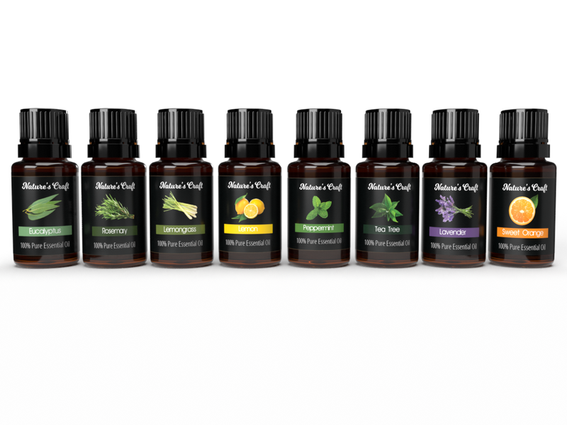 Nature's Craft 8 Pack Organic Essential Oils - 8 x 10ml