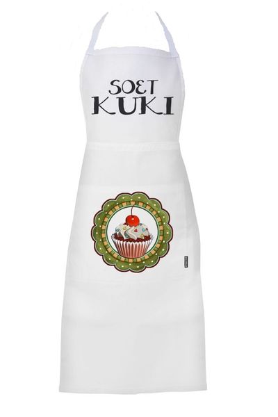 White Cotton Full Size Apron image
