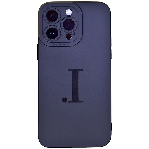 Black Phone Case with Initial I for iPhone 14 Pro