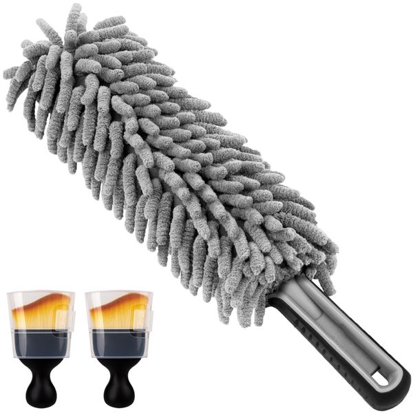 QYNIAL 3PCS Professional Car Duster Interior Soft Bristles Scratch Free