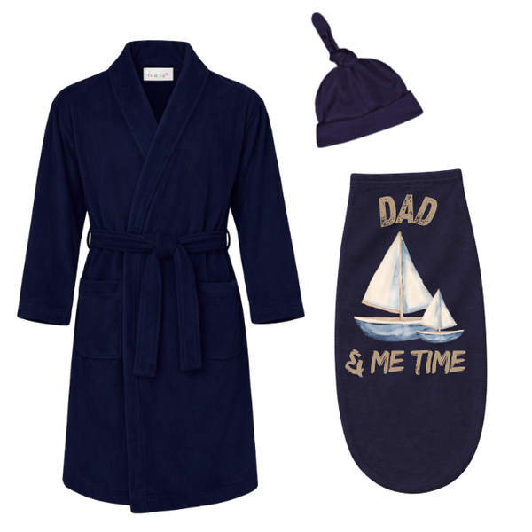 Baby &amp; Dad -Winter Gown &amp; Baby Swaddle Cocoon-Eng-Sailor Ocean