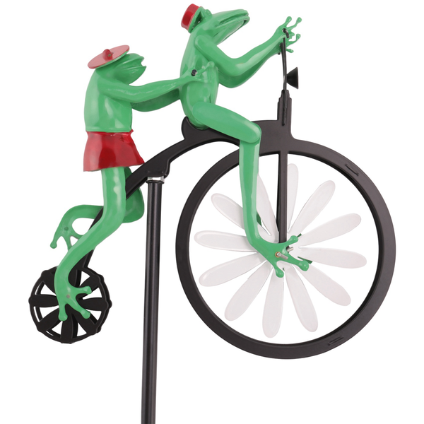 Vintage Bicycle Wind Spinner,Metal Couple Spinner Art,Frog