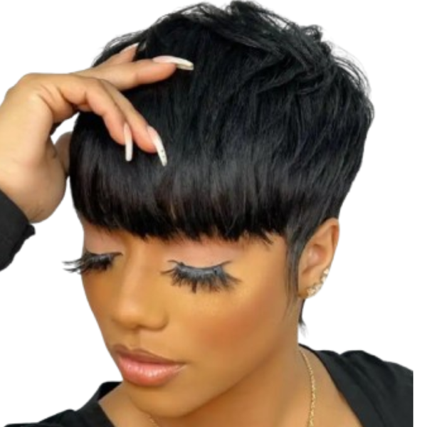 Black Fringe Pixie Cut Wig.
